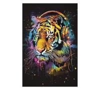 Puzzles pour Adultes Et Adolescents Colorful Tiger DJ Headphones Art Jeu De Puzzle Manuel - Défi Difficile - Interaction Parent-Enfant 1000pcs(75x50cm)