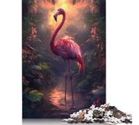 Puzzles pour Adultes et Adolescents, Coucher de Soleil Tropical, Flamant Rose, 500 pièces, Puzzles en Bois pour Adultes, Cadeaux, décoration familiale, 500 pièces (52 x 38 cm)