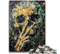 Puzzles pour Adultes et Adolescents Crâne enfumé Difficile à compléter mais Amusant et Humoristique Anniversaire Unique et Cadeaux 26x38cm