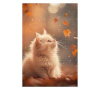 Puzzles pour Adultes Et Adolescents Cute Kitten in Autumn Leaves Puzzles, Jeux Relaxants, Analyse Et Logique, Cadeaux d'anniversaire Et Cadeaux Uniques 75x50cm/1000pcs