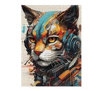 Puzzles pour Adultes Et Adolescents Cyborg Cat Machine Head Puzzles pour Adultes - Décoration Murale - Modèle À Assembler - Difficulté Et Défi