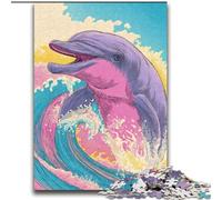 Puzzles pour Adultes et Adolescents Dauphin Arc-en-Ciel Jeu Stimulant Jouets à Offrir en Cadeau pour Toute la Famille à partir de 14 Ans 70x100cm