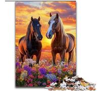 Puzzles pour Adultes et Adolescents Deux Chevaux, Jeu Familial Anti-Stress, défi Difficile, Une œuvre d'art pour Les 14 Ans et Plus (Taille 26x38cm)