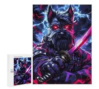 Puzzles pour Adultes Et Adolescents Dog Miniature Schnauzer Samurai Warrior Puzzles pour Adultes, Jeux Familiaux, Décoration Murale, Idéal comme Cadeau 500 PCS