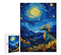 Puzzles pour Adultes Et Adolescents Dragon Under Starry Night Puzzle, Jouet, Décoration Murale, Art Mural, Cadeaux d'anniversaire Et Cadeaux Uniques 500 PCS