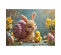 Puzzles pour Adultes Et Adolescents Easter Bunny and Chick Puzzles Anti-Stress, À La Fois Amusants, Humoristiques Et Stimulants 1000pcs(52x38cm)