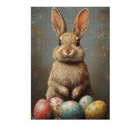 Puzzles pour Adultes Et Adolescents Easter Bunny with Eggs Puzzles À Monter Soi-même, Jouets, Décoration Idéale, Interaction Parent-Enfant 38x26cm/1000pcs