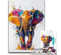 Puzzles pour Adultes et Adolescents Éléphant Aquarelle, Jeu éducatif Familial, décoration Murale, Cadeaux d'anniversaire et de Noël Uniques (75x50cm)