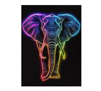 Puzzles pour Adultes Et Adolescents Elephant Neon Animal Puzzles pour Adultes - Décoration Murale - Modèle À Assembler - Difficulté Et Défi