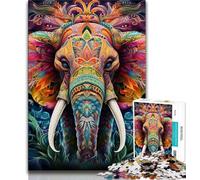 Puzzles pour Adultes et Adolescents Éléphant psychédélique, Jeu Stimulant et éducatif en Famille pour Anniversaire, Noël (75x50cm)