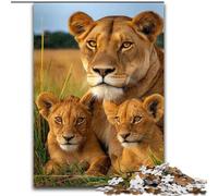 Puzzles pour Adultes et Adolescents Famille de Lions africains, Jeux, Jouets, Cadeaux d'anniversaire Uniques pour Les Enfants de 14 Ans et Plus (Taille 26x38cm)
