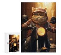 Puzzles pour Adultes Et Adolescents Fat Cat Riding Motorcycle Puzzle, Jouet, Décoration Murale, Art Mural, Cadeaux d'anniversaire Et Cadeaux Uniques 300 PCS