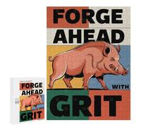 Puzzles pour Adultes Et Adolescents Forge Ahead with Grit Wild Boar Illustration Puzzles pour Adultes, Jeu Familial Difficile, Défi Idéal comme Cadeau 500 PCS