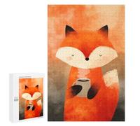 Puzzles pour Adultes Et Adolescents Fox with Coffee Puzzles pour Adultes, Jeu Familial Difficile, Défi Idéal comme Cadeau 1000 PCS