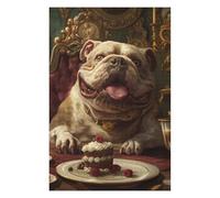 Puzzles pour Adultes Et Adolescents Funny Bulldog Cake Cute Puzzles, Jeux Relaxants, Analyse Et Logique, Cadeaux d'anniversaire Et Cadeaux Uniques 75x50cm/1000pcs