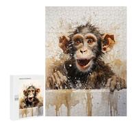 Puzzles pour Adultes Et Adolescents Funny Monkey in The Bath Puzzle, Jouet, Décoration Murale, Art Mural, Cadeaux d'anniversaire Et Cadeaux Uniques 500 PCS