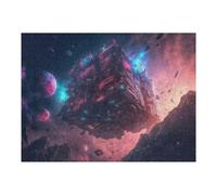 Puzzles pour Adultes Et Adolescents Galactic Cube A Futuristic Structure in Space Puzzles pour Adultes, Jeu Familial Difficile, Défi Idéal comme Cadeau 52x38cm/1000pcs