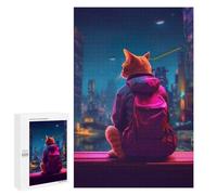 Puzzles pour Adultes Et Adolescents Ginger Cat Jacket Backpack Puzzle, Jouet, Décoration Murale, Art Mural, Cadeaux d'anniversaire Et Cadeaux Uniques 1000 PCS