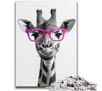Puzzles pour Adultes et Adolescents Girafe Portant des Lunettes Soulagement du Stress Défi Difficile À Offrir en Cadeau à Toute la Famille 26x38cm