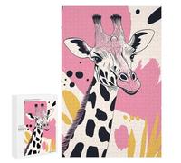 Puzzles pour Adultes Et Adolescents Giraffe Portrait with Abstract Pink Background Puzzles pour Adolescents, Jeu Familial, Vacances À La Maison, Passe-Temps, Interaction Parent-Enfant 1000 PCS
