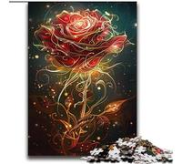 Puzzles pour Adultes et Adolescents Golden Line Rose, Anti-Stress Staycation Kill Time avec Affiche Assortie et Feuille de Questions 38x52cm