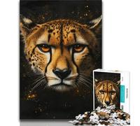 Puzzles pour Adultes et Adolescents : Guépard Aquarelle, défi Difficile pour soulager Le Stress avec Affiche et fiche de Questions-réponses (75x50cm)