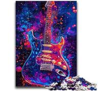 Puzzles pour Adultes et Adolescents, Guitare néon, Jouets éducatifs, Anti-Stress, décoration d'intérieur Unique et Cadeaux 26x38cm