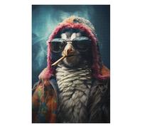Puzzles pour Adultes Et Adolescents Hippie Penguin Smoking Puzzles, Jeux Relaxants, Analyse Et Logique, Cadeaux d'anniversaire Et Cadeaux Uniques 75x50cm/1000pcs