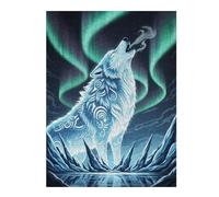 Puzzles pour Adultes Et Adolescents Howling Wolf Aurora Borealis Puzzles pour Adultes, Jeu Familial, Cadeau d'anniversaire, Difficile Et Stimulant 52x38cm/1000pcs