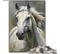 Puzzles pour Adultes et Adolescents Jeu de Quiz sur Le Cheval Blanc pour Toute la Famille 70x100cm