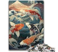 Puzzles pour Adultes et Adolescents Koi Japonais Convient aux 14 Ans et Plus Convient aux Couples Cadeaux pour Les Amis et la Famille 26x38cm