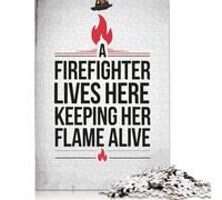 Puzzles pour Adultes et Adolescents : « Le Pompier habite Ici » - Puzzle de 500 pièces en Bois - Jeu de Puzzle Amusant pour Toute la Famille - 500 pièces (52 x 38 cm)