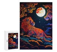 Puzzles pour Adultes Et Adolescents Leon Neon Light Puzzles pour Adolescents, Jeu Familial, Vacances À La Maison, Passe-Temps, Interaction Parent-Enfant 300 PCS