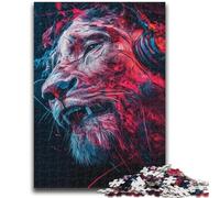 Puzzles pour Adultes et Adolescents Lion Portant Un Casque, défi d'intelligence cérébrale, Jouets addictifs, Cadeau Amusant pour Les 14 Ans et Plus, 26 x 38 cm