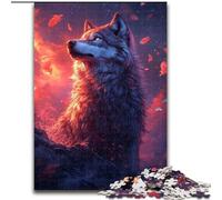 Puzzles pour Adultes et Adolescents Loup au Coucher du Soleil, Jeu Familial Anti-Stress, défi Difficile, renforce l'amour Entre Couples (Taille 26x38cm)