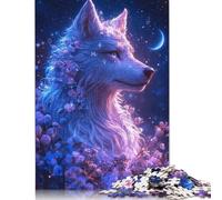 Puzzles pour Adultes et Adolescents: Loup Mystique avec Fleurs, 1000 Pièces, Puzzle en Papier pour Adultes, Jeux de Puzzle Amusants pour la Famille, 38x26cm/1000 Pièces