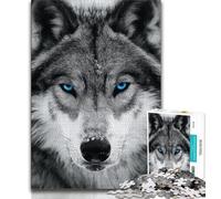 Puzzles pour Adultes et Adolescents Loup Noir et Blanc, Jeux éducatifs, décoration de la Maison, Jeu éducatif pour Anniversaire, Noël (38x26cm)