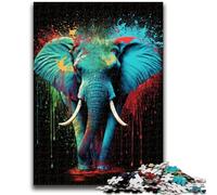 Puzzles pour Adultes et Adolescents Magnifiques éléphants colorés, Jouets addictifs pour la décoration de la Maison (75x50cm)