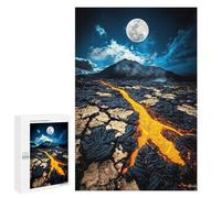 Puzzles pour Adultes Et Adolescents Molten Night Lava Flow Beneath A Full Moon Puzzles pour Adultes, Jeu Familial Difficile, Défi Idéal comme Cadeau 1000 PCS