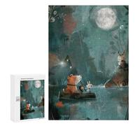 Puzzles pour Adultes Et Adolescents Moonlit Journey - Magical Animal Boat Ride Puzzles pour Adolescents, Jeu Familial, Vacances À La Maison, Passe-Temps, Interaction Parent-Enfant 300 PCS