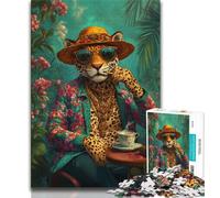 Puzzles pour Adultes et Adolescents, Motif léopard Tendance, pour Jeu éducatif, défi, Cadeau d'anniversaire, décoration Murale (38x26cm)
