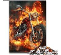 Puzzles pour Adultes et Adolescents Moto Flamme, Jeu Stimulant, Jouets, décoration Murale, Cadeaux d'anniversaire et de Noël Uniques (Taille 26x38cm)