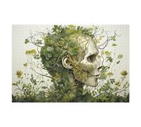 Puzzles pour Adultes Et Adolescents Nature's Reclamation Skull Overgrown with Plants Puzzles Anti-Stress, À La Fois Amusants, Humoristiques Et Stimulants 1000pcs(75x50cm)