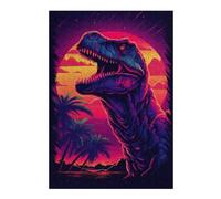Puzzles pour Adultes Et Adolescents Neon Dinosaur Sunset Artwork Puzzles pour Adultes, Jouets, Décoration Murale, Cadeau d'anniversaire, Interaction Parent-Enfant 38x26cm/1000pcs