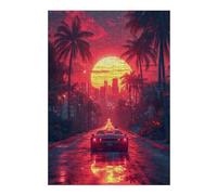 Puzzles pour Adultes Et Adolescents Neon Sunset Drive -3 Jeu De Puzzle Manuel - Défi Difficile - Interaction Parent-Enfant 1000pcs(38x26cm)