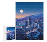Puzzles pour Adultes Et Adolescents Night Cityscape with Mountains and Moon Puzzles pour Adolescents, Jeu Familial, Vacances À La Maison, Passe-Temps, Interaction Parent-Enfant 500 PCS