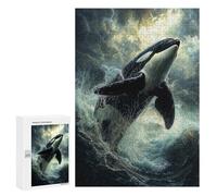Puzzles pour Adultes Et Adolescents Orca Leaping Storm Puzzles pour Adolescents, Jeu Familial, Vacances À La Maison, Passe-Temps, Interaction Parent-Enfant 300 PCS
