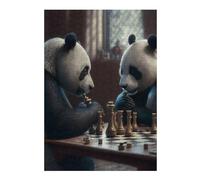 Puzzles pour Adultes Et Adolescents Panda Bears Playing Chess Puzzles pour Adultes - Décoration Murale - Modèle À Assembler - Difficulté Et Défi