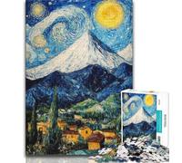 Puzzles pour Adultes et Adolescents, Peinture de Montagne de Night Sky, Puzzles, Jouets éducatifs et intellectuels, Cadeaux du Père Noël Secret 38x26cm