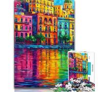 Puzzles pour Adultes et Adolescents Peinture du Front de mer de Naples, Italie, Jeu éducatif Stimulant et Familial pour Anniversaire, Noël (38x26cm)